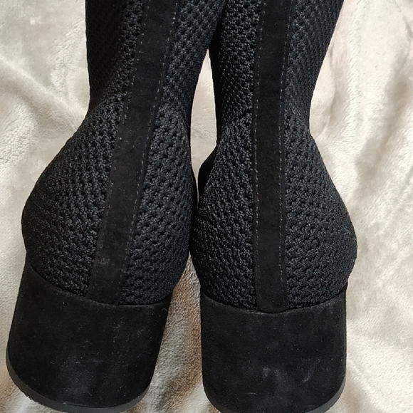 Eileen Fisher Honey Knit Booties Black Pointy Toe Pull On Block - Picture 9 of 10